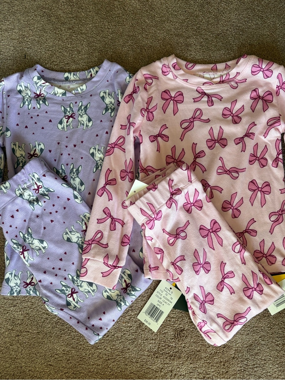 Cuddl Duds Kids Girls set of 2 warm cozy dog print pajama jogger sets size 4 NWT